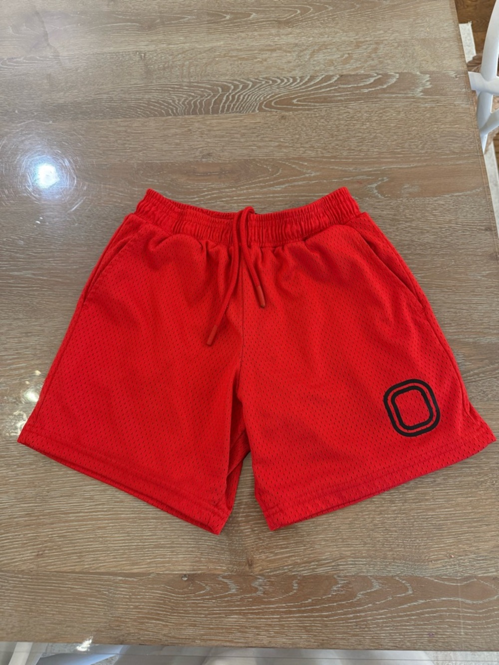 Kids Red Mesh Athletic Shorts with Drawstring Waist